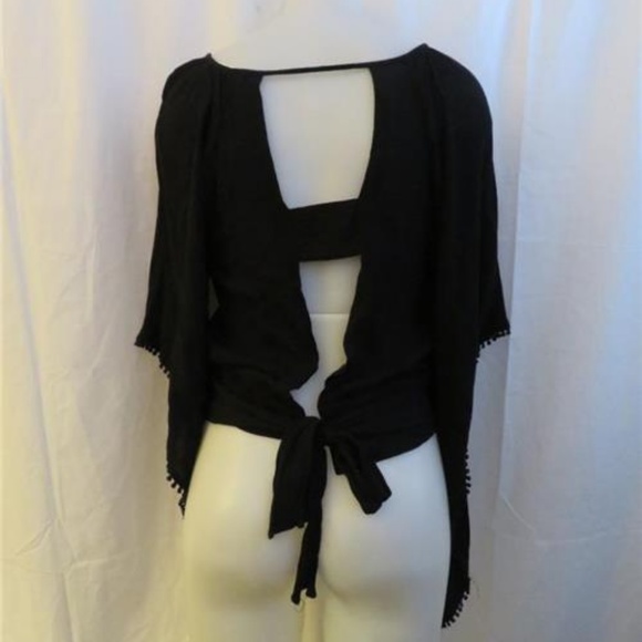 LOVE & LOVE BLACK BOHEMIAN TOP W/BACK TIE S - Picture 3 of 5